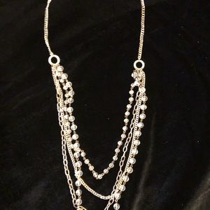 Traci Lynn - Pearl, rhinestone and gold necklace